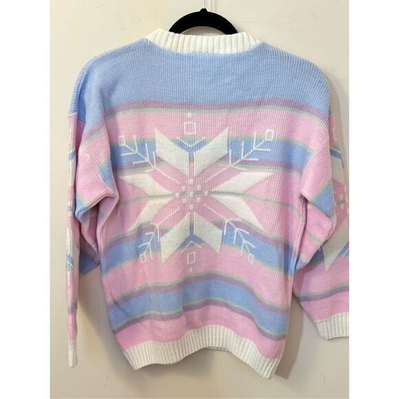 Vintage 90s Pastel Winter Snowflake Sweater Small - Picture 5 of 5